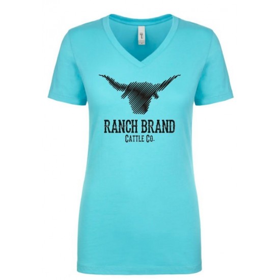 RANCH BRAND - Women's T-Shirt Cattle, turquoise/black